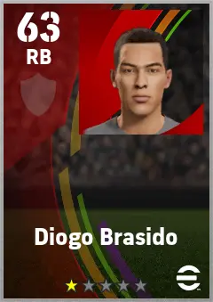 Diogo Brasido eFootball 2026 player card — 63 OVR RB