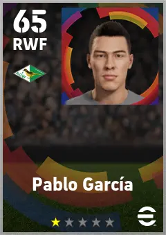 Pablo Garcia eFootball 2026 player card — 65 OVR RWF