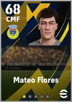 Mateo Flores eFootball 2026 player card — 68 OVR CMF