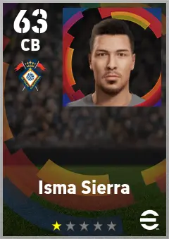 Isma Sierra eFootball 2026 player card — 63 OVR CB
