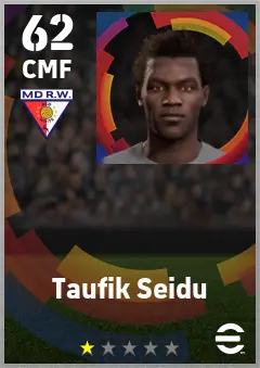 Taufik Seidu eFootball 2026 player card — 62 OVR CMF