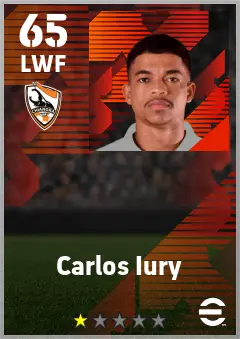 Carlos Iury eFootball 2026 player card — 65 OVR LWF