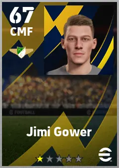 Jimi Gower eFootball 2026 player card — 67 OVR CMF