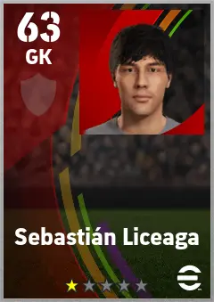 Sebastian Liceaga eFootball 2026 player card — 63 OVR GK
