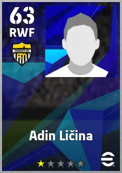 Adin Licina eFootball 2026 player card, 63 OVR RWF