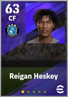 Reigan Heskey eFootball 2026 player card — 63 OVR CF