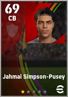 Jahmai Simpson-Pusey eFootball 2026 player card — 69 OVR CB