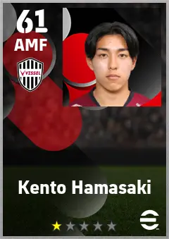Kento Hamasaki eFootball 2026 player card — 61 OVR AMF