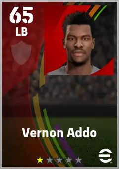 Vernon Addo eFootball 2026 player card — 65 OVR LB
