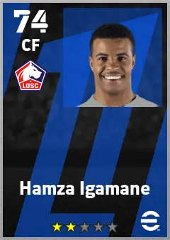 Hamza Igamane eFootball 2026 player card — 74 OVR CF