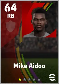 Mike Aidoo eFootball 2026 player card — 64 OVR RB