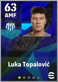 Luka Topalovic eFootball 2026 player card — 63 OVR AMF
