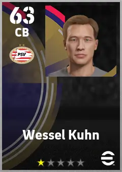 Wessel Kuhn eFootball 2026 player card — 63 OVR CB