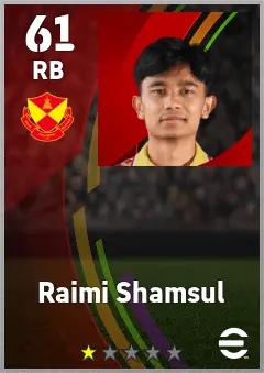 Raimi Shamsul eFootball 2026 player card — 61 OVR RB