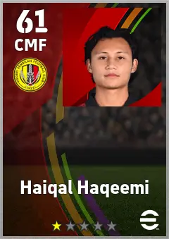 Haiqal Haqeemi eFootball 2026 player card — 61 OVR CMF
