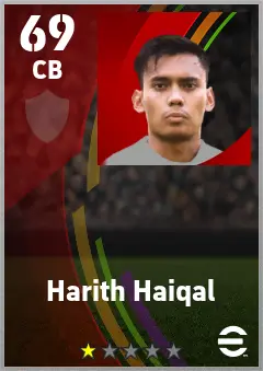 Harith Haiqal eFootball 2026 player card — 69 OVR CB