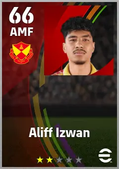 Aliff Izwan eFootball 2026 player card — 66 OVR AMF