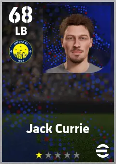 Jack Currie eFootball 2026 player card — 68 OVR LB