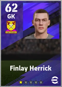 Finlay Herrick eFootball 2026 player card — 62 OVR GK