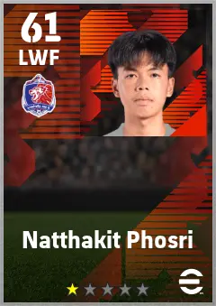 Natthakit Phosri eFootball 2026 player card — 61 OVR LWF