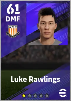 Luke Rawlings eFootball 2026 player card — 61 OVR DMF