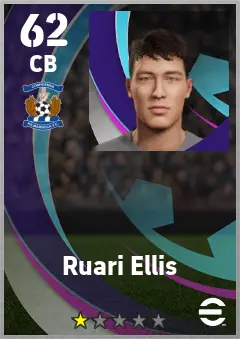 Ruari Ellis eFootball 2026 player card — 62 OVR CB