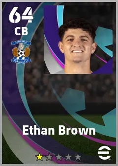 Ethan Brown eFootball 2026 player card — 64 OVR CB