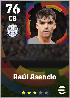 Raul Asencio eFootball 2026 player card — 76 OVR CB