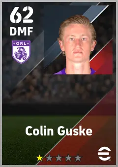 Colin Guske eFootball 2026 player card — 62 OVR DMF