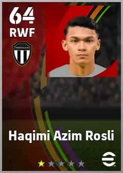 Haqimi Azim Rosli eFootball 2026 player card — 64 OVR RWF