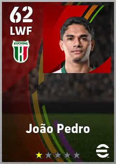 Joao Pedro eFootball 2026 player card — 62 OVR LWF