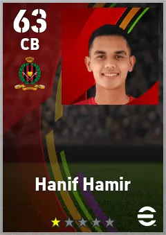 Hanif Hamir eFootball 2026 player card — 63 OVR CB