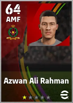 Azwan Ali Rahman eFootball 2026 player card — 64 OVR AMF