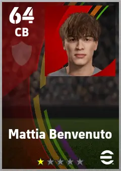 Mattia Benvenuto eFootball 2026 player card — 64 OVR CB