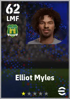 Elliot Myles eFootball 2026 player card — 62 OVR LMF