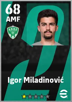 Igor Miladinovic eFootball 2026 player card — 68 OVR AMF