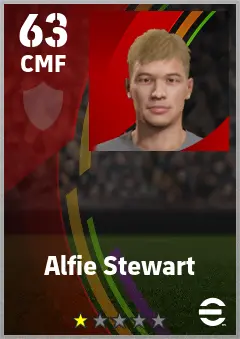 Alfie Stewart eFootball 2026 player card — 63 OVR CMF