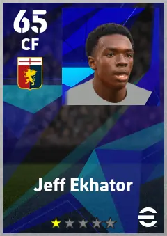Jeff Ekhator eFootball 2026 player card — 65 OVR CF