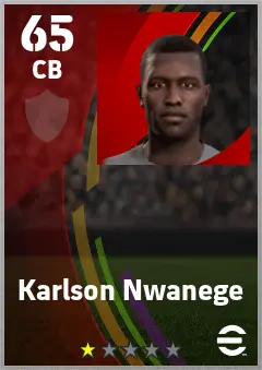 Karlson Nwanege eFootball 2026 player card — 65 OVR CB