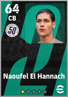 Naoufel El Hannach eFootball 2026 player card — 64 OVR CB