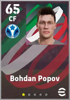 Bohdan Popov eFootball 2026 player card — 65 OVR CF