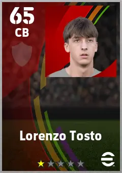 Lorenzo Tosto eFootball 2026 player card — 65 OVR CB