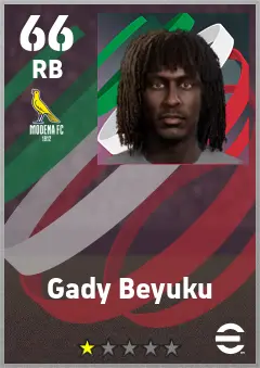 Gady Beyuku eFootball 2026 player card — 66 OVR RB