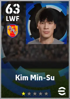 Kim Min-Su eFootball 2026 player card — 63 OVR LWF