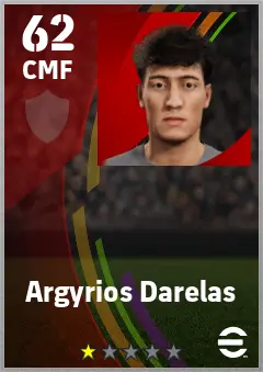 Argyrios Darelas eFootball 2026 player card — 62 OVR CMF