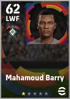 Mahamoud Barry eFootball 2026 player card — 62 OVR LWF