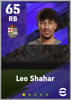 Leo Shahar eFootball 2026 player card — 65 OVR RB
