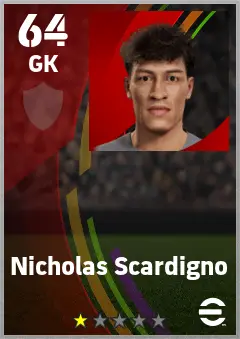 Nicholas Scardigno eFootball 2026 player card — 64 OVR GK