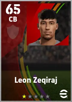 Leon Zeqiraj eFootball 2026 player card — 65 OVR CB