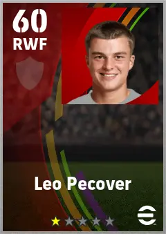 Leo Pecover eFootball 2026 player card — 60 OVR RWF